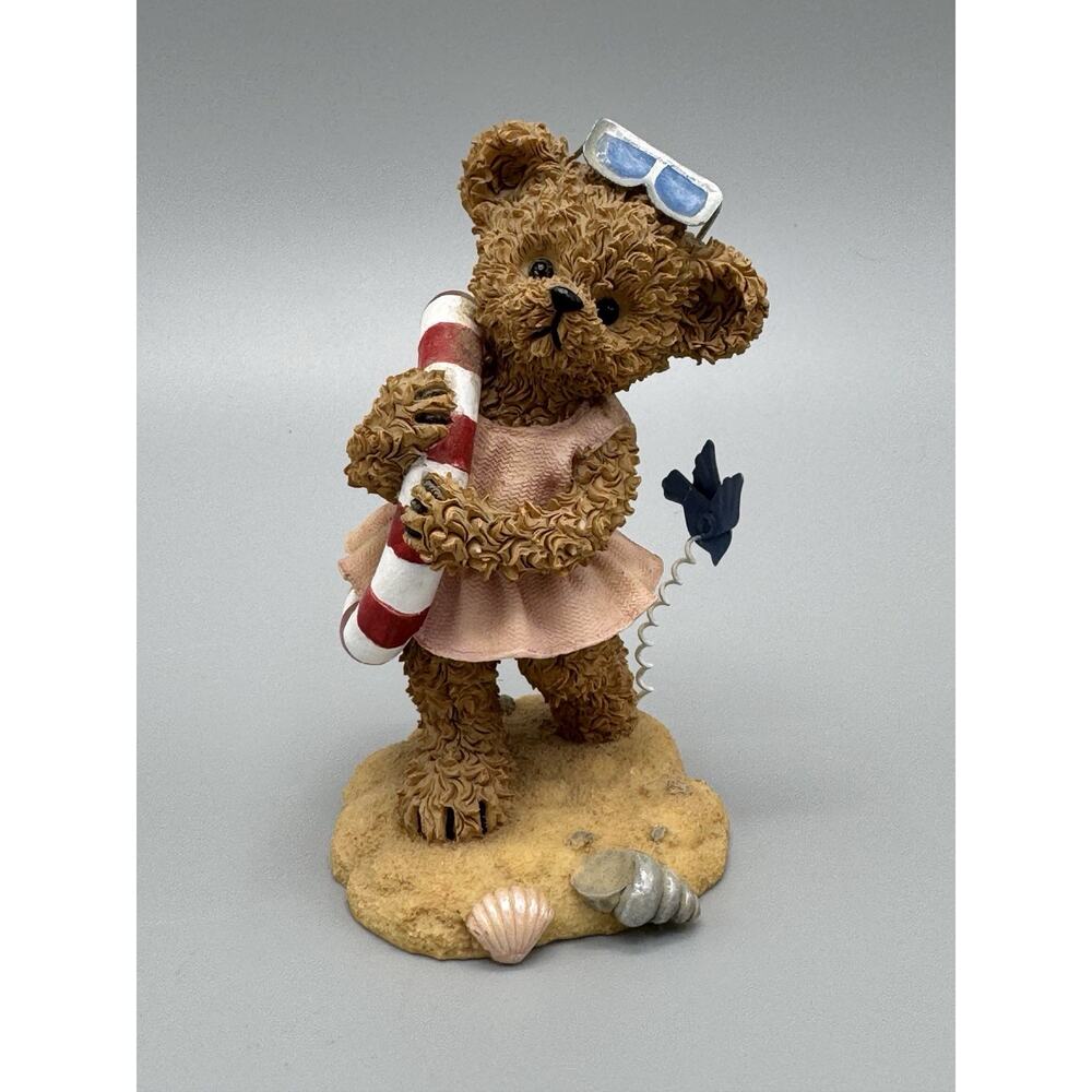 2002 Kuddles Korner Home Interiors Gifts August 4.5" Bear Figurine Vintage